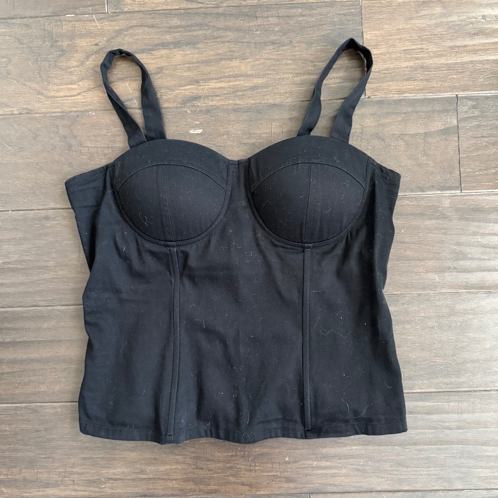 Y2K StringsAttached Cotton Black Corset Top Size XL